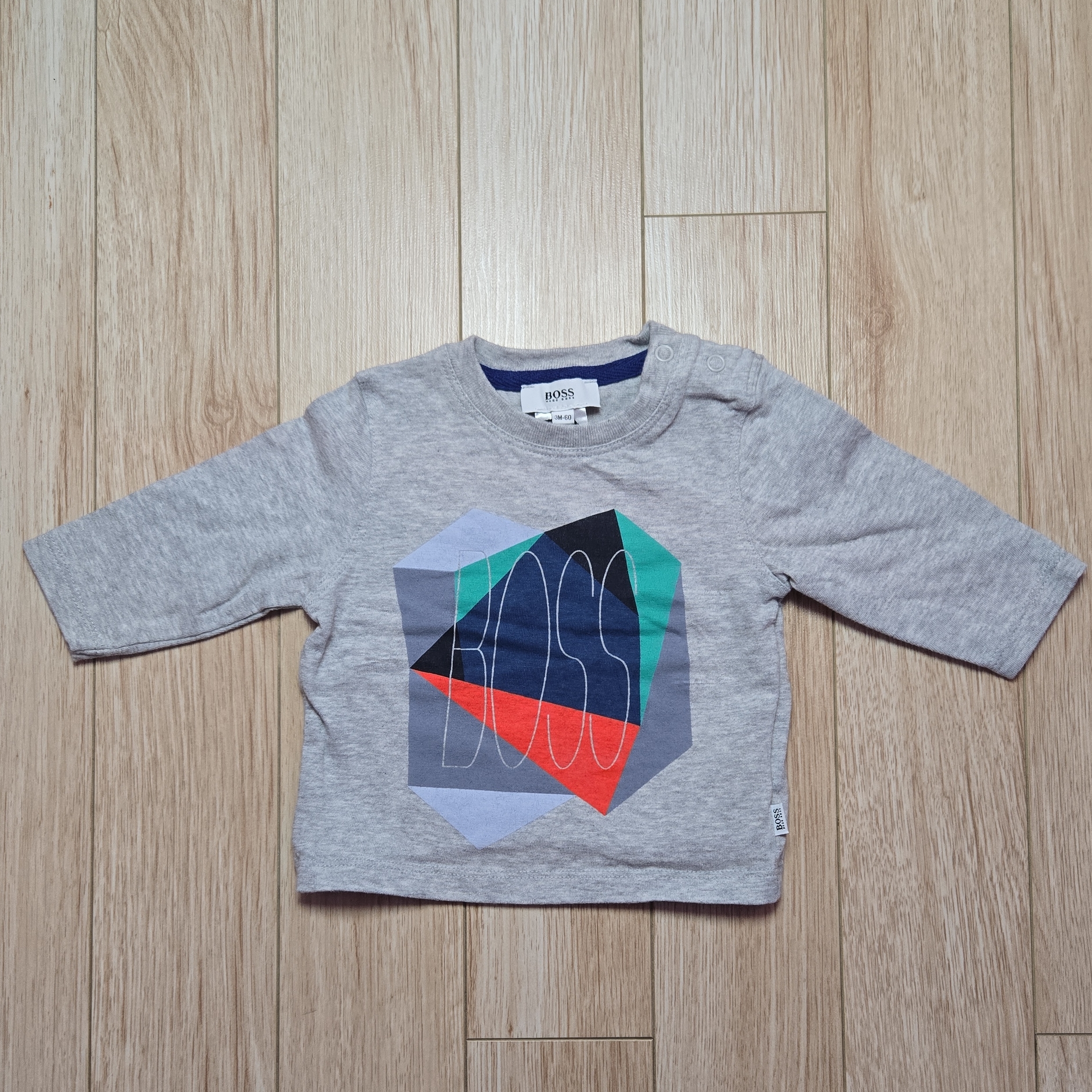 Hugo Boss Kids Gray Long Sleeve With Geometric Graphic